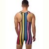 Mens Striped Wrestling Singlet Sleeveless Slim Fit Bodybuilding Gym Sports Bodysuit Romper