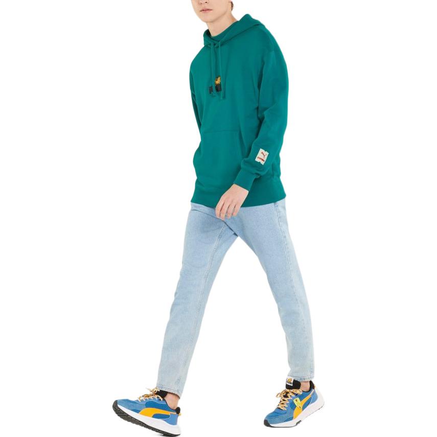 PUMA x GARFIELD Co-Branded Cartoon Garfield Print Hoodie Men's Lake Green