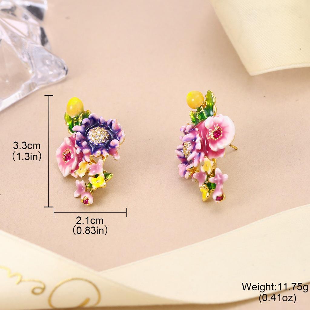 Gradual Change Mori Spring and Summer New Silver Needle Pearl Flower Earrings New Earrings Color Retention Earrings