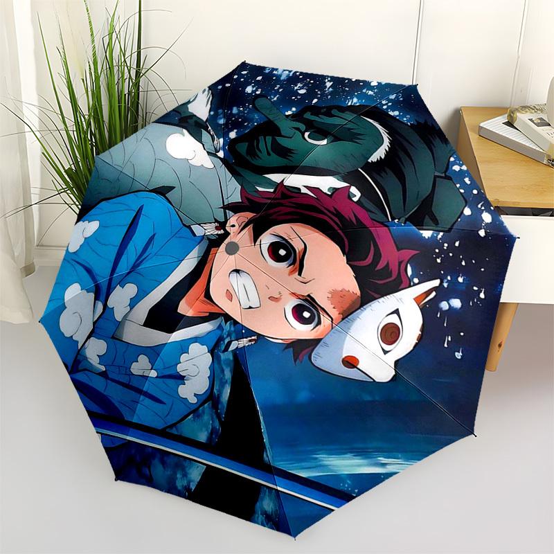 

1pc Demon Slayer Tanjiro Kamado Outdoor Umbrella - Automatic Opening/Closing, Portable 3-Fold Design with 8-Bone Iron Frame - Perfect Gift for Fans, T