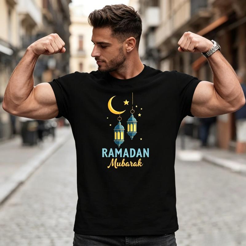 Ramadan Mubarak Modal T Shirt Soft Short Sleeve Casual Muslim Festival Black White Streetwear Tees