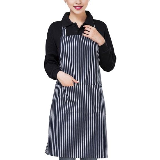 Wasserdichte Reinigungsschürze im Streifendesign, verstellbare Polyester-Baumwollschürze mit Werkzeugtaschen für Männer und Frauen, ölfleckenresistente Kochschürze für zu Hause