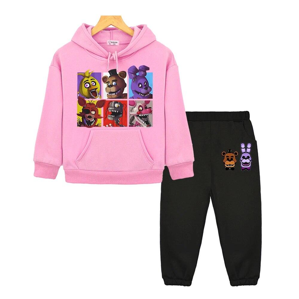 Bär Kaninchen Spiel Kawaii Anime Hoodie Sweatshirt Kinder Boutique Kleidung Herbst Fleece Pullover Jacke FNAF Jungen Mädchen Kapuzen Sets