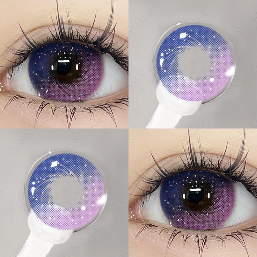 AMARA 1 Paar violette Linsen für Augen, farbige Kontaktlinsen, Anime-farbige Linse, violette Pupillen für Frauen, Y2K-Linsen für natürliche Augen