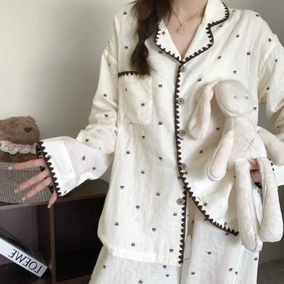 Damen Frühjahrs- und Herbst-Langarm-Pyjamaset - High-End-Stil, Auch für draußen geeignet, Promi-Mode