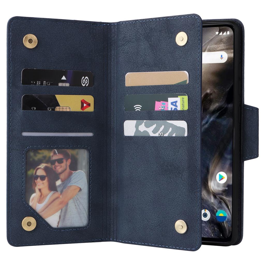For OnePlus Nord Case PU Leather Foldable Stand Wallet Phone Cover with Rivet Decor