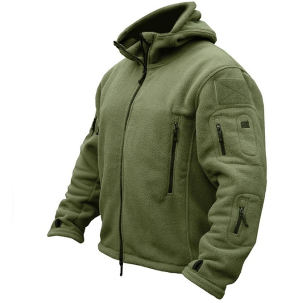 Men's Tactical Fleece Jacket Winter Warm Full Zip Military Hoodies Multi-Pockets Hiking Hunting Outdoor Coats