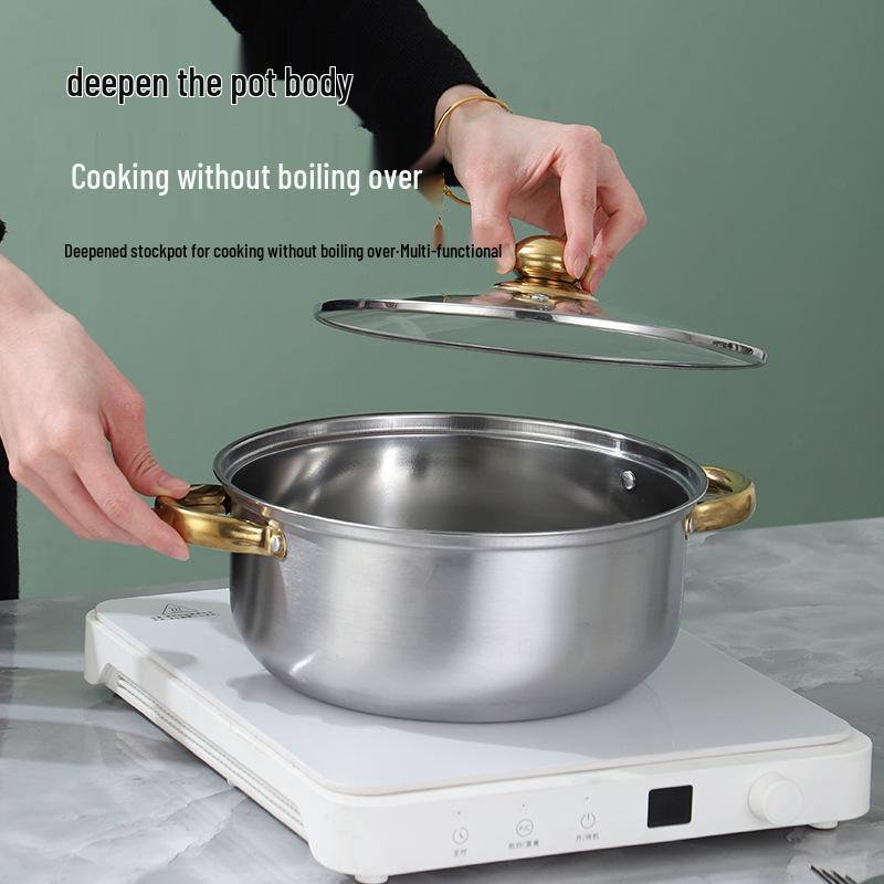 Gold Stainless Steel 10-Piece Cookware Set: Multi-Purpose Stockpot & Saucepan Gift Set