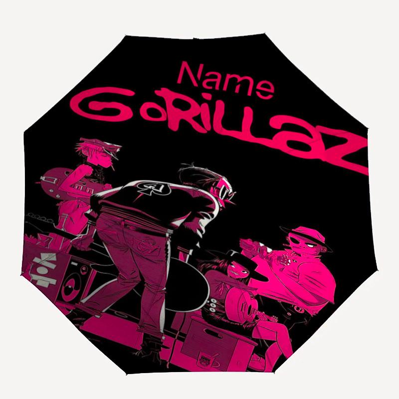

1PC Gorillaz, Album Artwork Custom Name Automatic Open/Close, 8-Rib Durable Frame Compact Travel Umbrella for Men & Women D1222059