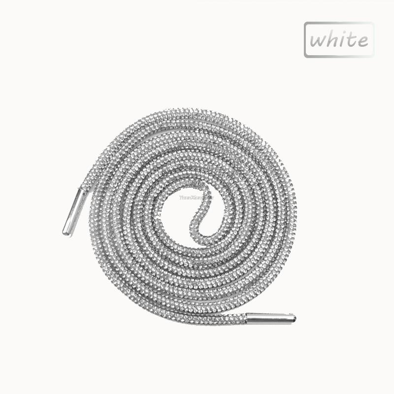 Luxury Rhinestone Shoe Laces Rainbow Diamond round Shoelaces for Sneakers 100/120/140/160CM DIY Strings 1Pcs