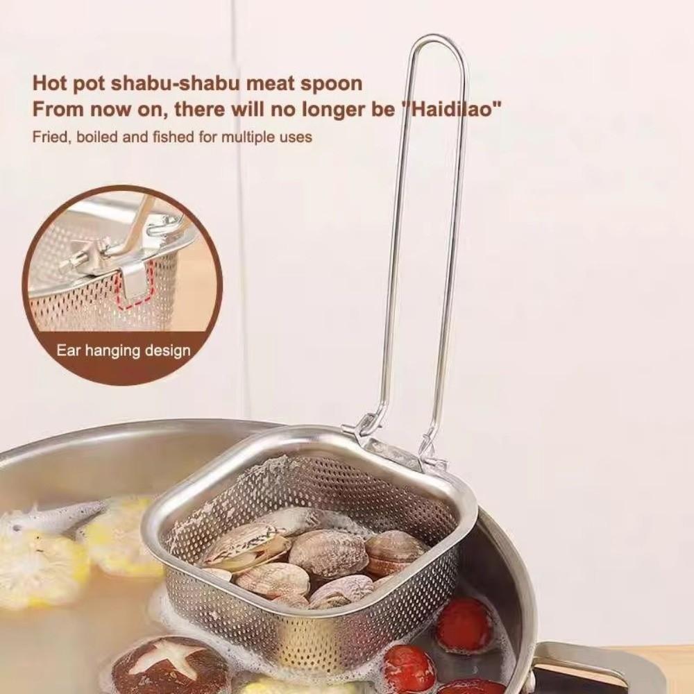 Cooking Utensils Pasta Boil Basket Reusable Hot Pot Colander Mesh Strainer Spoon Kitchen Tableware