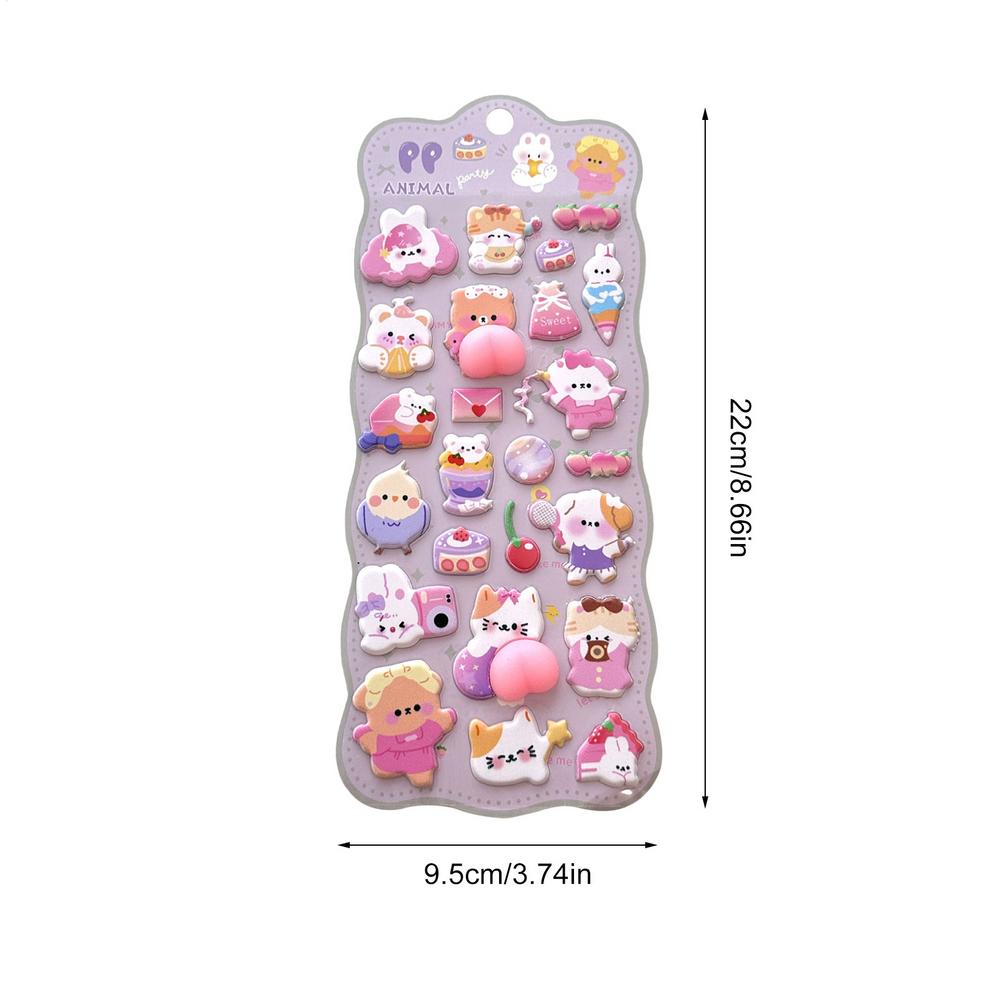 Kids 3D Stickers Self-adhesive Animal Cute Toys Bear Phone Case Stickers Craft Toys For Diary Scrapbook Pencil Case Tablet Etc