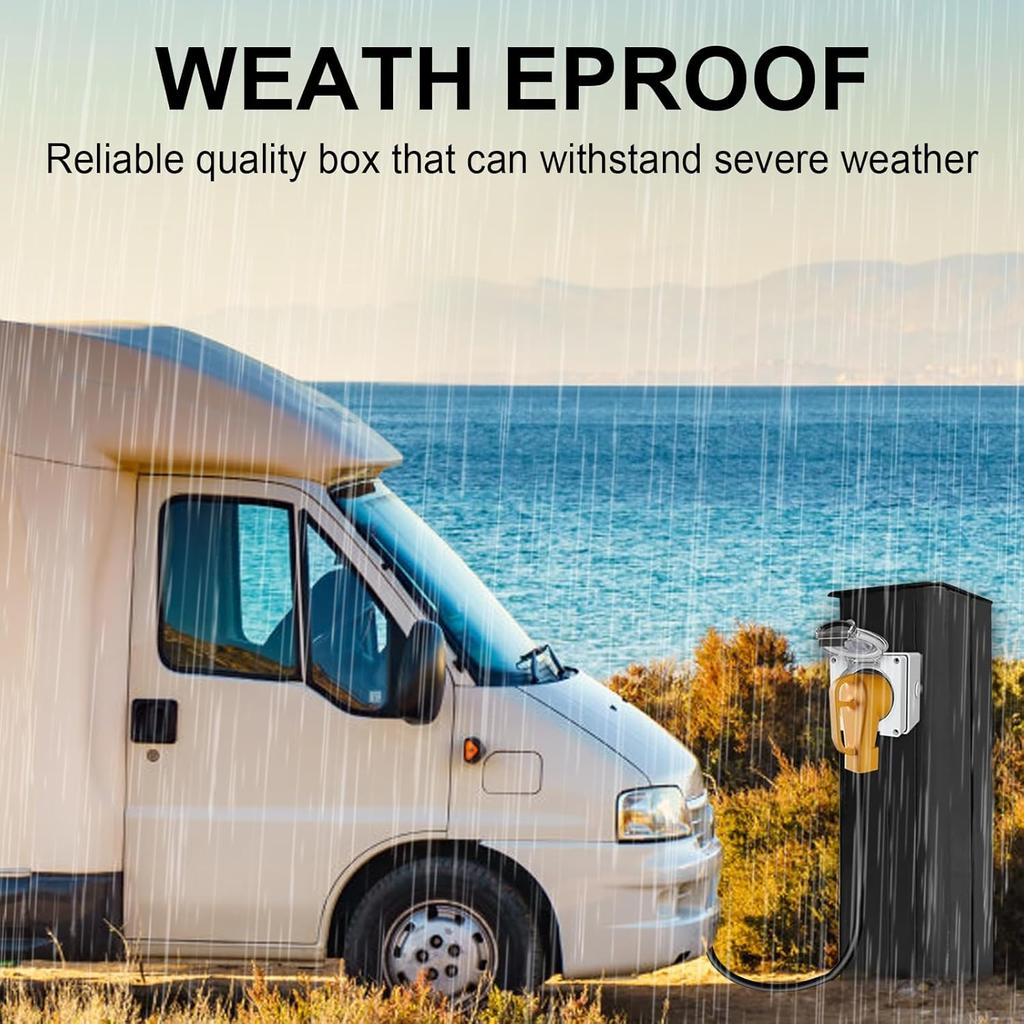 50 Amp Power Outlet Box, NEMA 6-50R 250 Volt EV Welder Receptacle Heavy Duty, Outdoor Weatherproof, with Waterproof Cable Glands 3 Pcs, for Welding