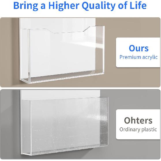 Carmanon Acrylic Magnetic File Holder: Clear Plastic Mail Organizer - Wall Mount Magazine Display Stand for Refrigerator Whiteboard Ofiice
