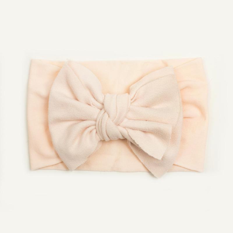 Spring thin baby plain bow headscarf, children's soft and comfortable nylon headband, baby headband