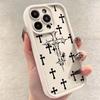 Luxury Black Cross Print Phone Case for iPhone 16E 16 Pro 15 14 13 12 11 Pro Max XR XS 7 8 Plus SE2 Shockproof Soft Funda Cover