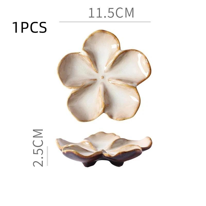 Vintage Ceramic Flower Shaped Craft Dish Multi-Color Dipping Sauce Small Bowl Creative Kitchen Gift