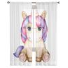 Cute Unicorn Cartoon Sheer Window Curtains For Living Room Bedroom Modern Voile Tulle Curtains Fabric Drapes For Kitchen