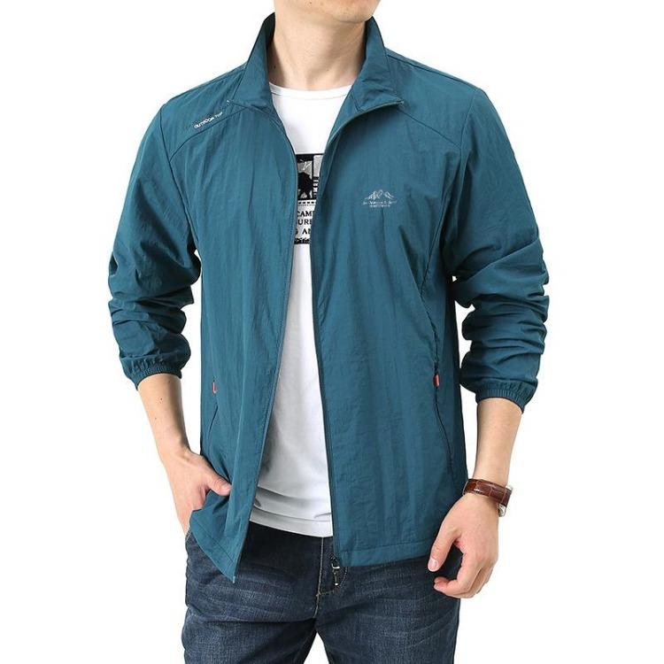 Stand Up Collar Loose Fit Men's Breathable Windbreaker Jacket for Outdoor Sports Casual Wear
