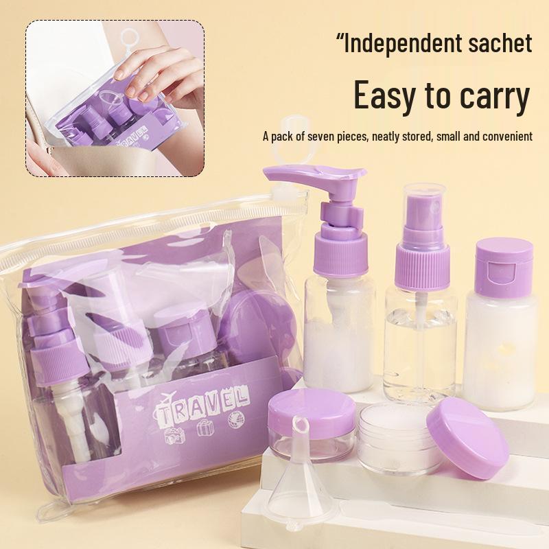 7-Piece Leak-Proof Refillable Bottle Set - Portable Spray & Lotion Containers for Travel & Business Trips