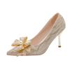 Fashion Aphixta 8cm 6cm Stiletto Heels Wedding Pumps Women Party Shoes Silver Crystal Butterfly Knot Pointed Toe Sexy High Heels