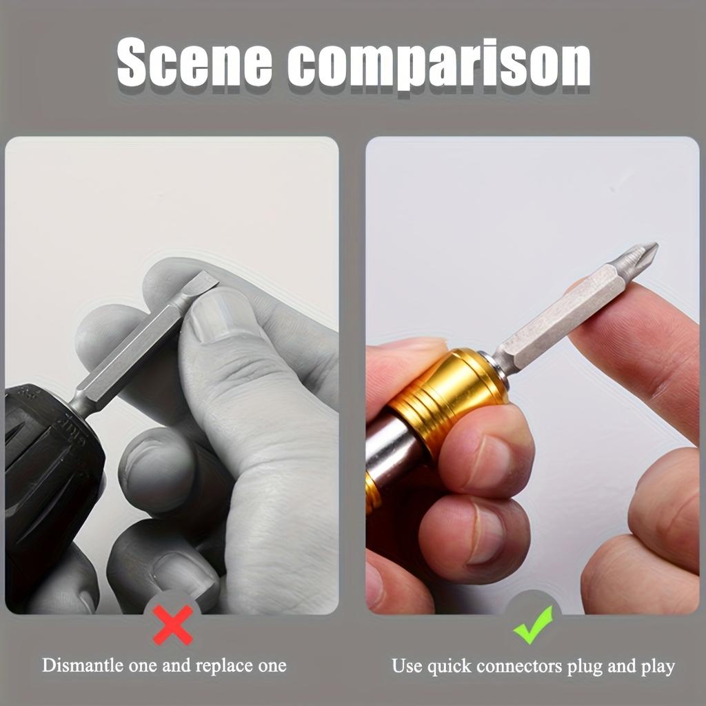 Double Head Screwdirver Bit Holder Quick Release Double Head Drill Bit Holder 1/4 Inch Hex Inner Hole for Power Drill