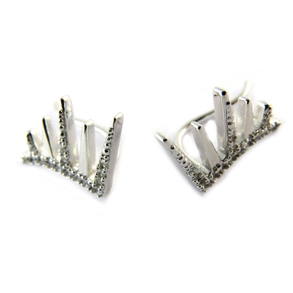 Les Trésors De Lily [N6239] - White 'Sissi' Silver Hoop Earrings (rhodium-plated)