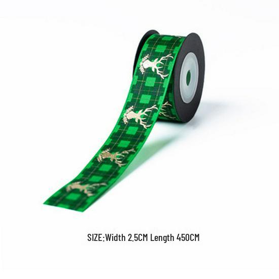 Festive Ribbon: Christmas Gift, New Year, Birthday - Red & Green Plaid with Hot Stamping for Gift Boxes & Bows