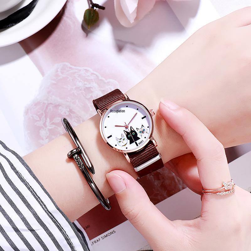 Women's Minimalist French Style Canvas Quartz Watch - Ultra-thin, Elegant Design for Couples