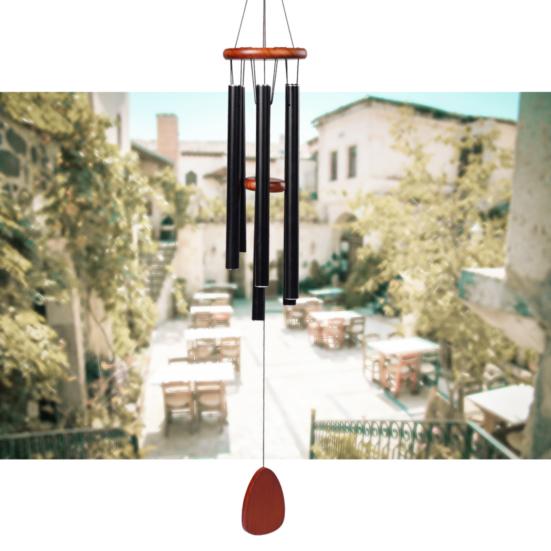 Campanella a Vento da Esterno 37" Campanelle a Vento in Metallo con 6 Tubi in Alluminio Spessorati e Gancio per Giardino Cortile Patio Decorazione Casa