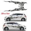 2Pcs Car Body Door Sticker Racing Stripes Black Flame Graphics DIY Vinyl Decal