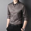 Allover Print Men Business Shirt Plaid Pattern T-Shirts Office Casual Gentleman Long Sleeve Shirts