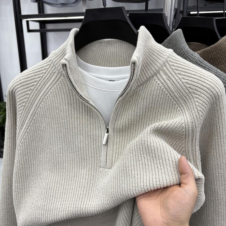 Men s High-Neck Knit Sweater - Autumn/Winter Long Sleeve Base Layer L абрикосовый