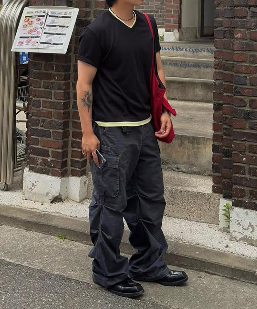 INTEMPOMOOD [Summer Fabric] Recon Fade Cargo Pants_Charcoal
