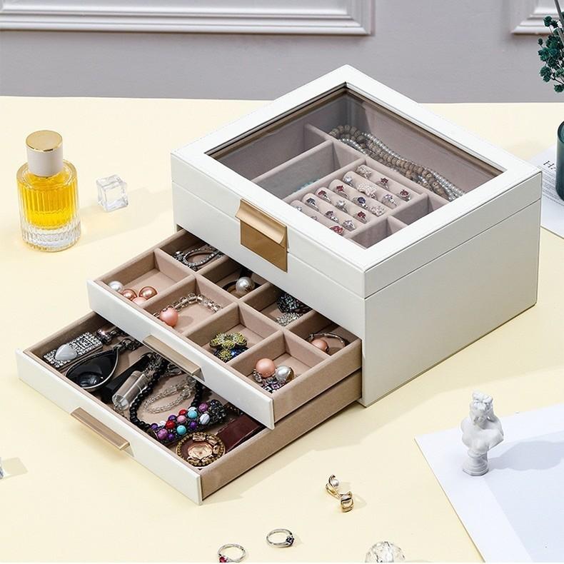 Jewelry Storage Box Pu Leather Large Capacity Organizer For Home And Travel