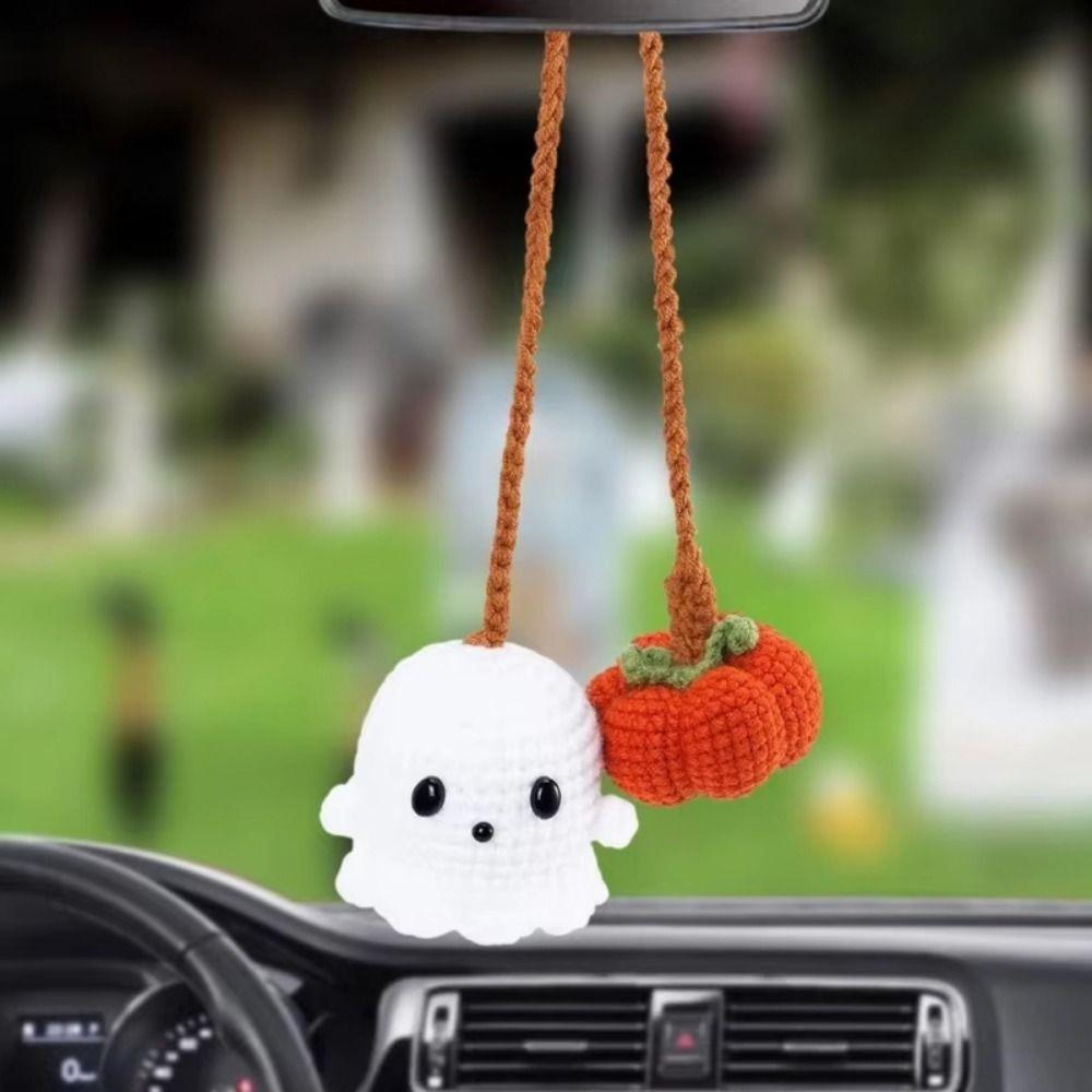 Ghost Shape Halloween Ghost Pendant Creative Crochet Halloween Decorations  Car Interior Decor