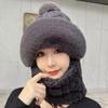 Winter Scarf Set Hooded Hat Set Women Plush Neck Warm Russia Outdoor Skiing Caps Windproof Plush Hat Thick Plush Fluffy Beanies