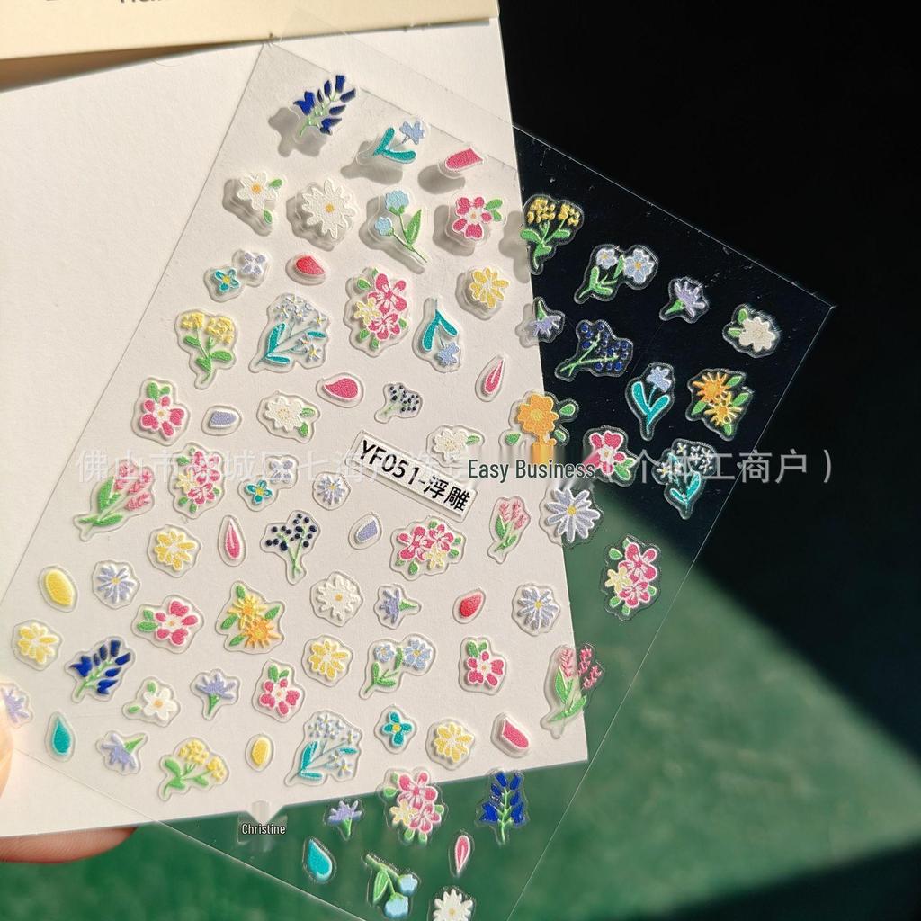 Kleine Gänseblümchen Florale Farbverlauf Nagelkunst Aufkleber - Bunte Frühjahrs DIY Dekoration