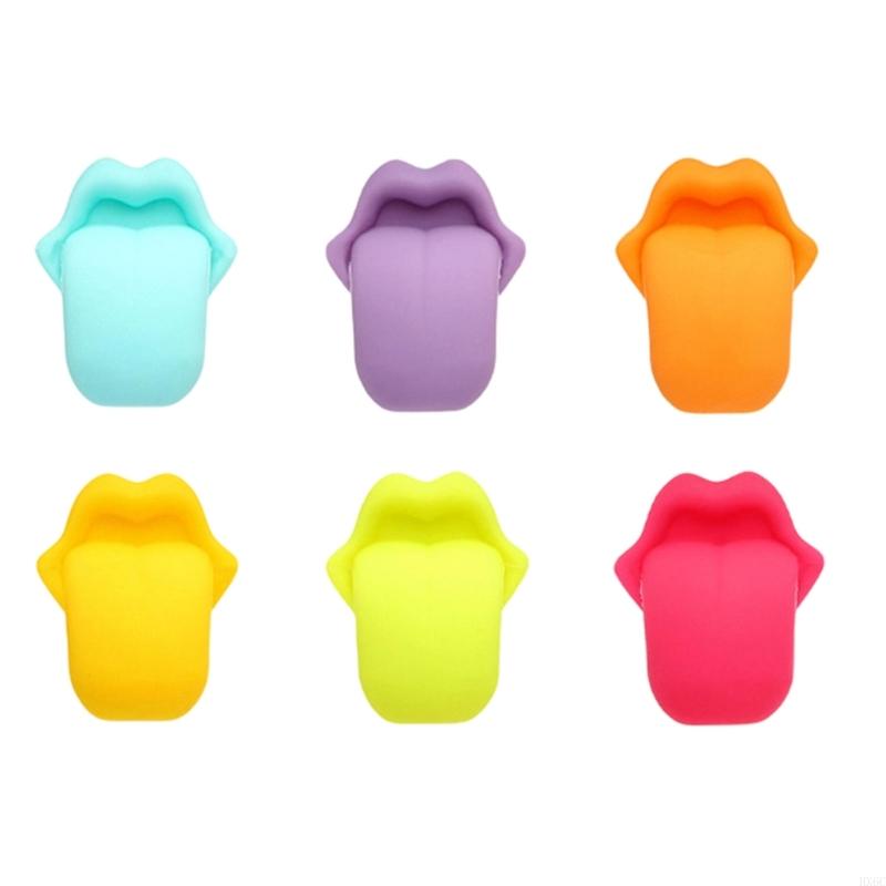 Colorful Tongue Glass Markers Colorful Wine Glass Markers Silicone Drink Charms Identifier for Drink,Cocktails,Dinner HX6C CN
