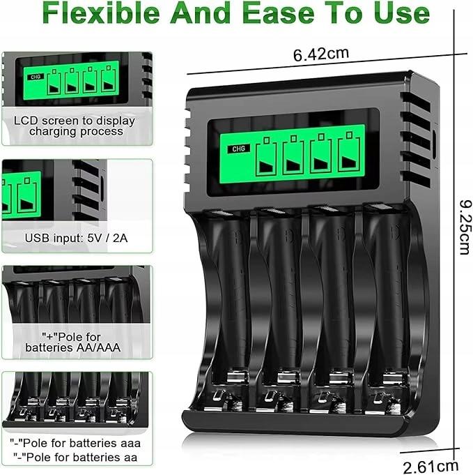 Powerowl Pro Aa Aaa Battery Charger, Hd Lcd Display