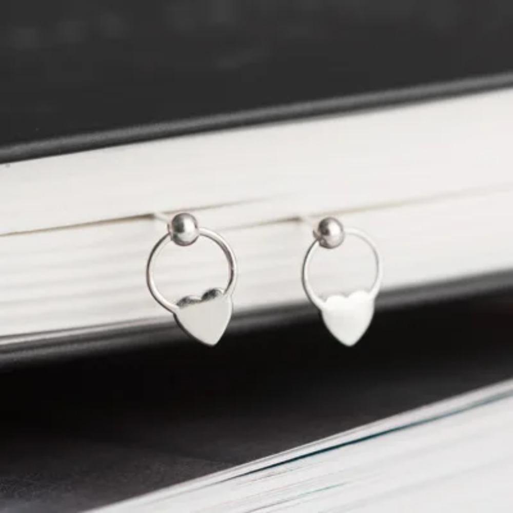 Silver Plated Korean Style Stud Earrings for Women Creative Ear Hole Design Allergy Free Fine Jewelry Accessories