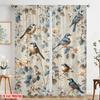 2pcs,2D Plane Printing Curtain Popular Vintage Bird Bliss Polyester Fabric (without Rod) All Seasons for Living Room, Home