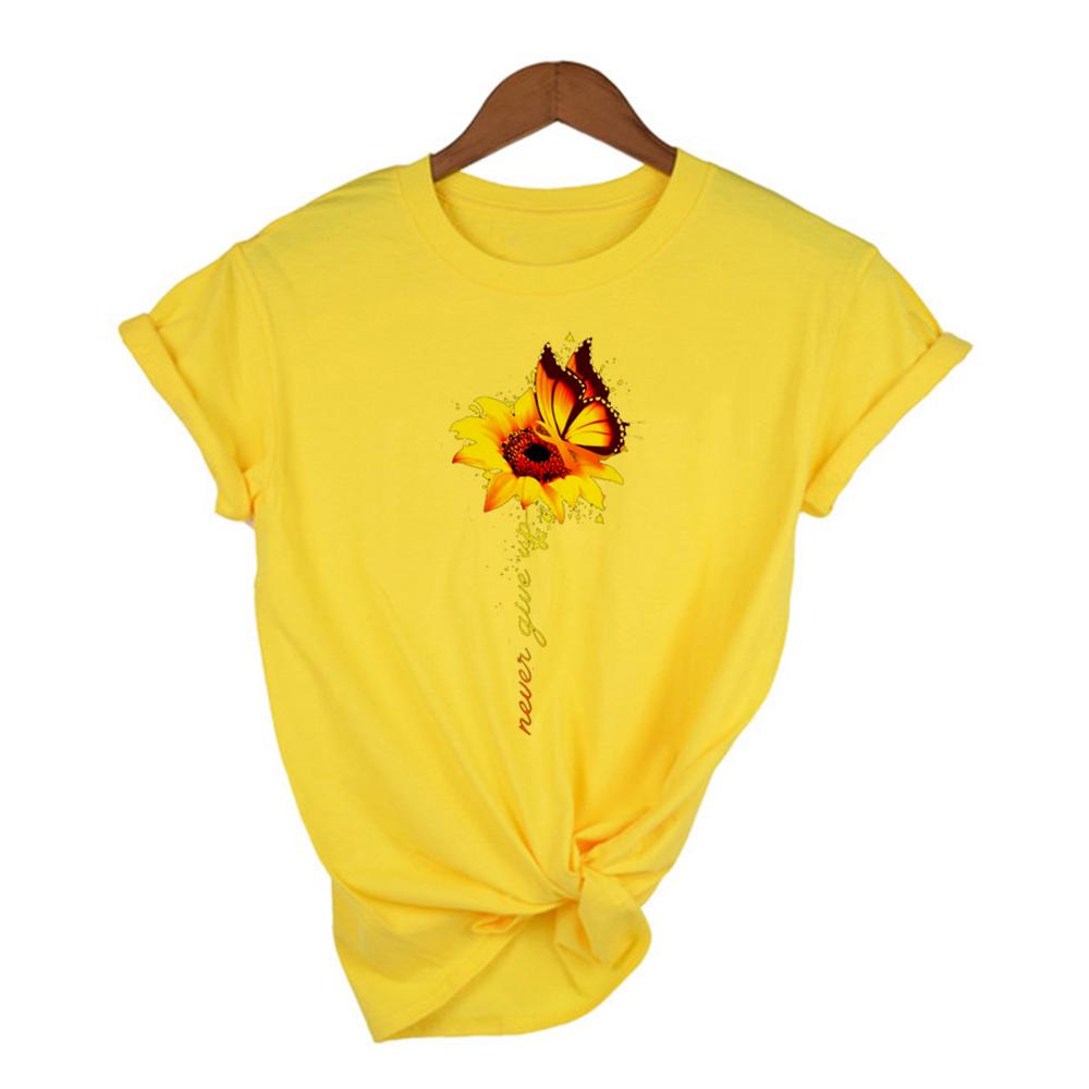 Women Graphic Sunflower T Shirt Watercolor Female Print Vintage World Compass Camera Flower Ladies Camisas Mujer