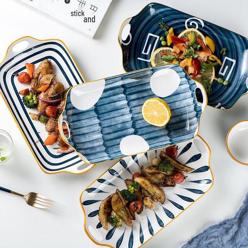 11.8-inch Japanese Ceramic Rectangular Deep Dish Plate