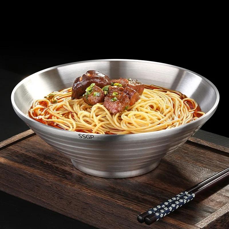 1Pc High Quality 304 Stainless Steel SSGP Ramen Rice Soup Noodle Bowl Anti Hot Hat Kitchenware