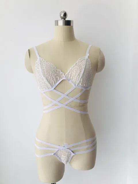 Sexy Lingerie Set for Women Hollow Bandage Bikini Bra G-String Suit Lace Erotic Costume Porno Sex Adult Underwear Clothes