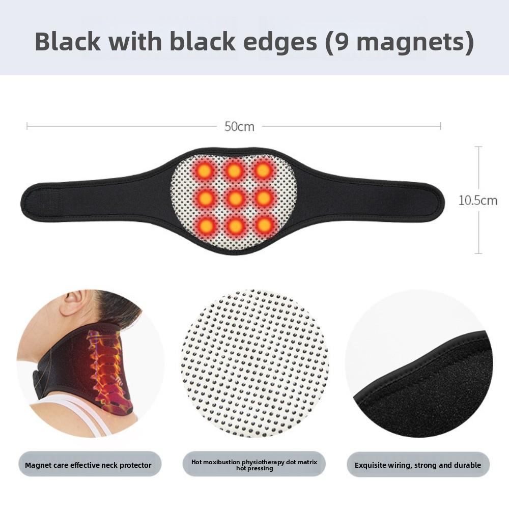 

1 шт., турмалиновый магнитотерапевтический массажер для шеи, защита шейного позвонка, пояс спонтанного нагрева, массажер для тела 9 magnets чёрный