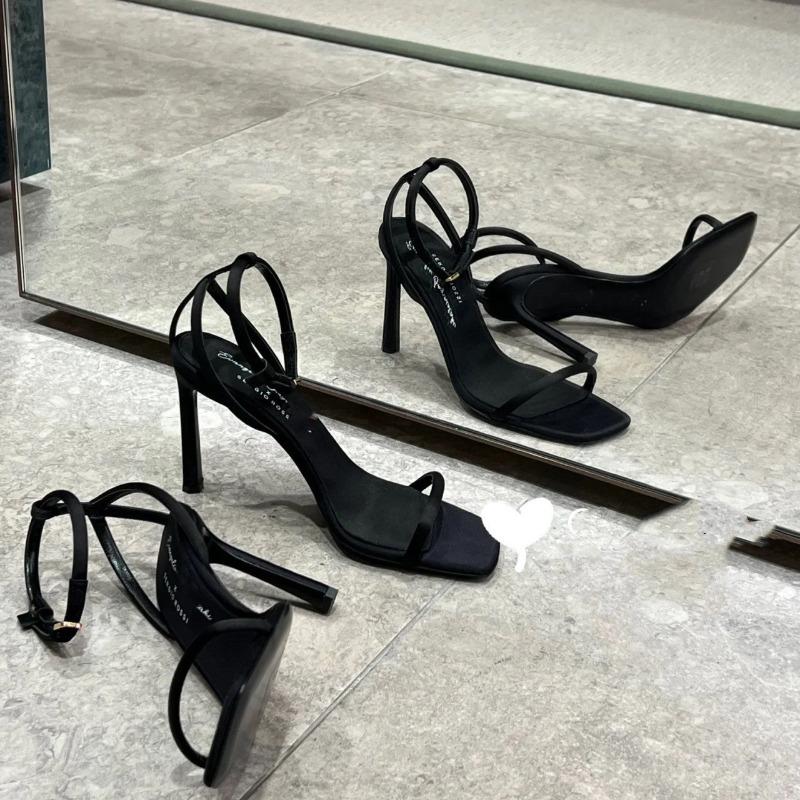 Sexy Square Toe High Heel Women's Sandals Summer 2025 Fashion Elegant High Heel Stilettos Open Toe Banquet Black Women Sandals