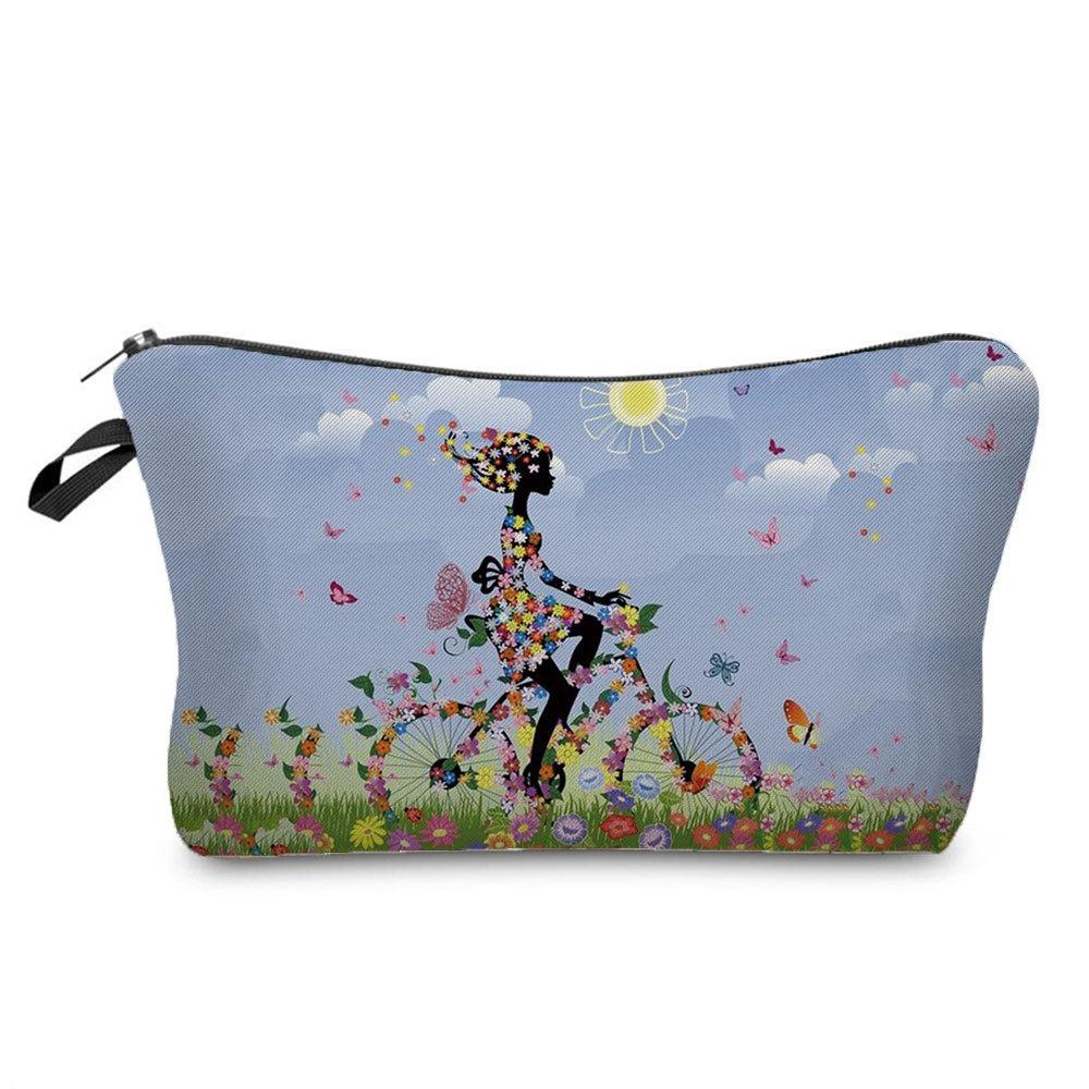 Women Flower Print Cosmetic Bag Toiletries Organize Travel Storage Case 6695