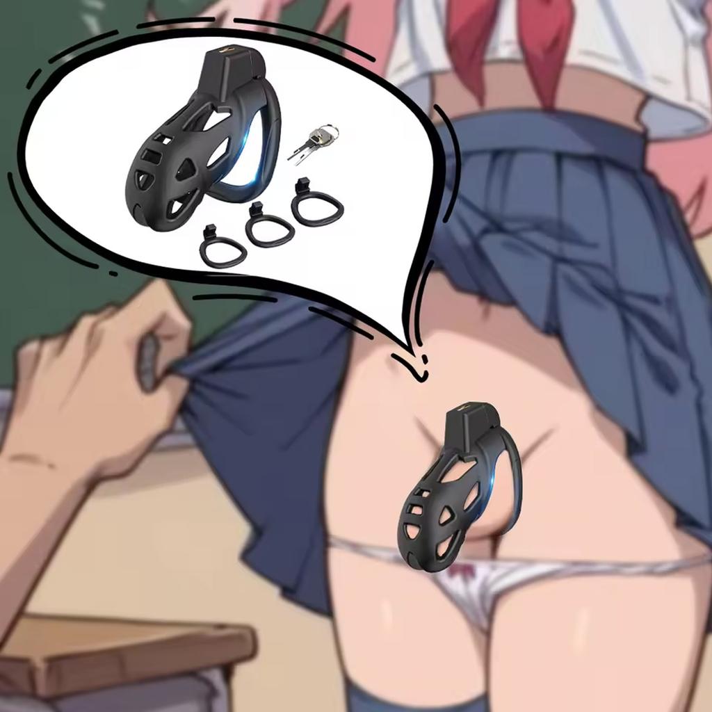 Men's Adjustable Chastity Devices - 3 Sizes, Body Safe Silicone and Safety Lock, Ergonomic Comfort Fit Design Male Sex Toys